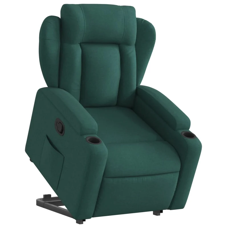 Fauteuil relax TV rembourrage confortable fonction de levage électrique en tissu vert foncé DEC028229