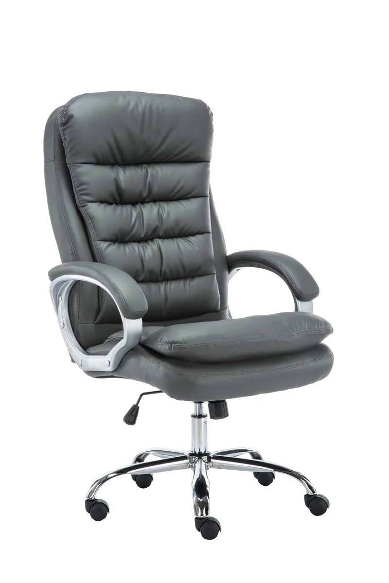 Fauteuil de bureau sur roulettes avec mécanisme de bascule jusqu'à 235 kg en PVC gris et métal chromé 10_0002400