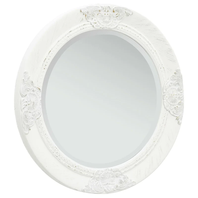 Miroir mural rond style baroque 50 cm Blanc DEC022886