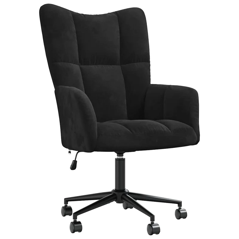 Fauteuil lounge chaise de canapé sur roulettes design moderne en velours noir DEC026742