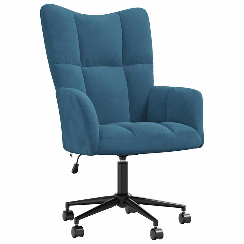Fauteuil lounge chaise de canapé sur roulettes design moderne en velours bleu DEC026650