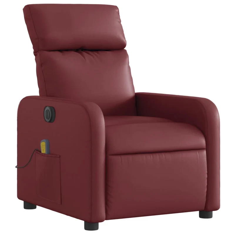 Fauteuil de relaxation TV fonction massage inclinable électrique 6 points de massage en PVC rouge bordeaux DEC027240
