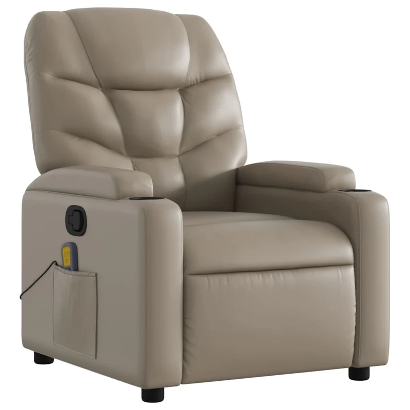 Fauteuil de relaxation TV fonction massage inclinable en PVC couleur cappuccino DEC026883