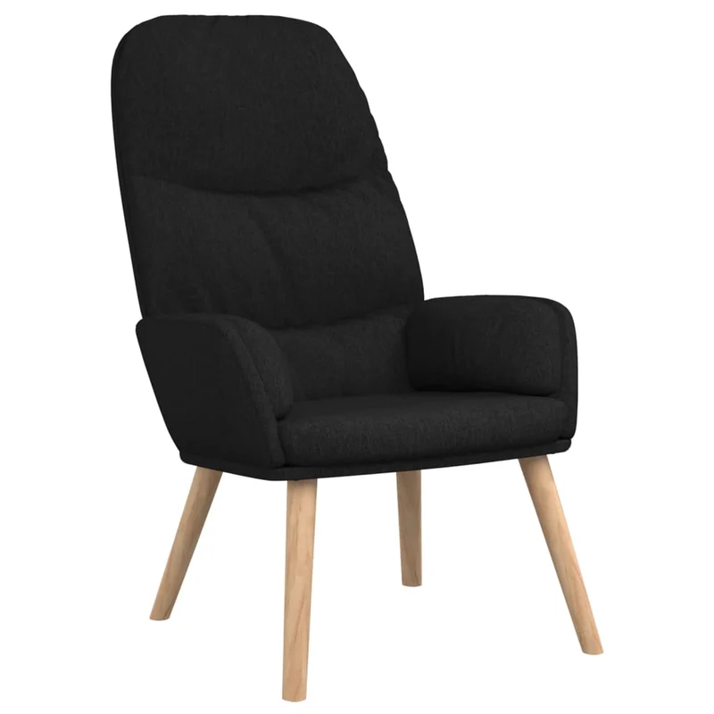 Fauteuil lounge chaise de canapé design moderne en tissu noir et bois DEC026739