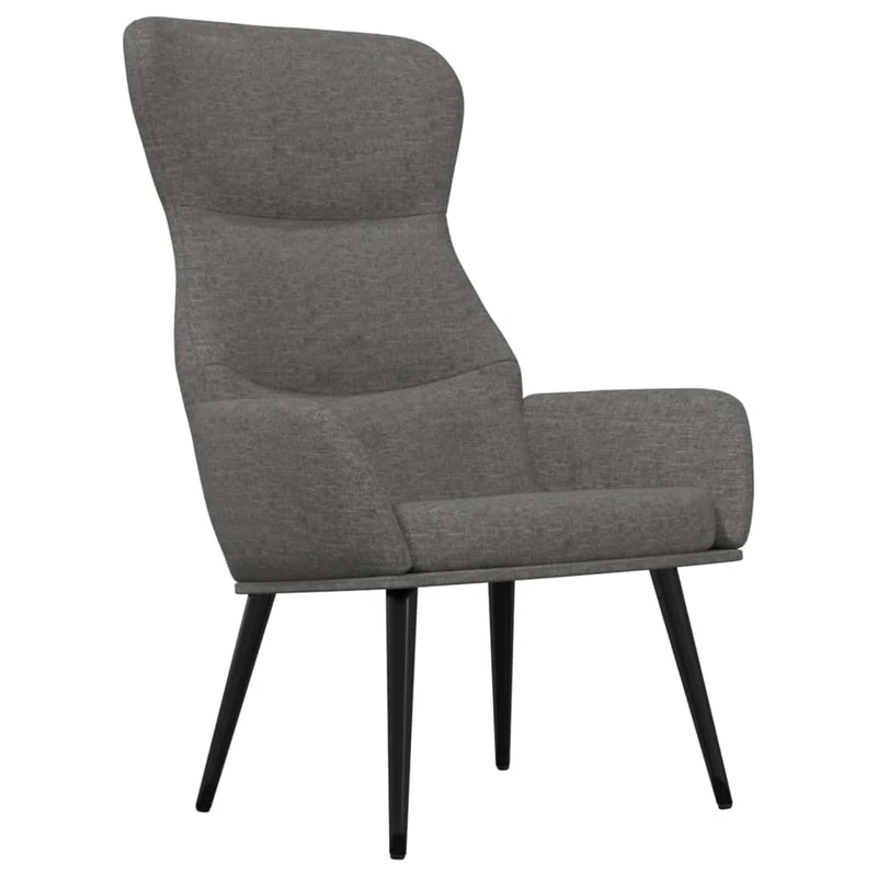 Fauteuil chaise de canapé design moderne en tissu gris clair et métal DEC026664