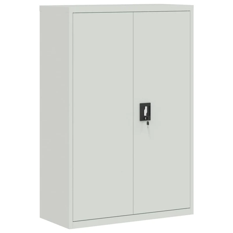 Meuble de bureau armoire de rangement avec 2 portes et 3 étagères réglables 90 x 40 x 140 cm en acier gris DEC024456