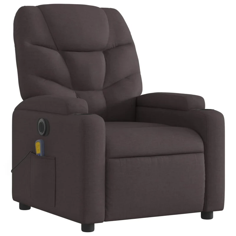 Fauteuil de relaxation TV fonction massage inclinable électrique 6 points de massage en tissu marron foncé DEC027190