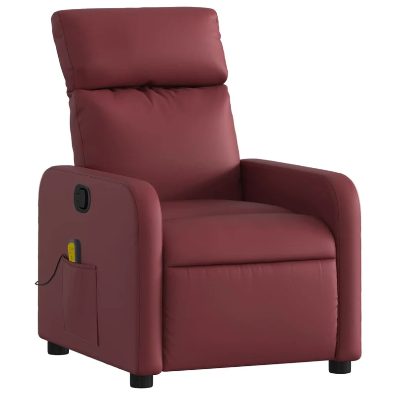 Fauteuil de relaxation TV fonction massage inclinable 6 points de massage en PVC bordeaux rouge DEC027084