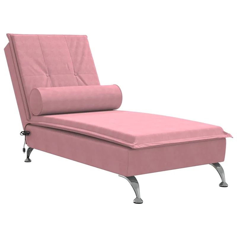 Méridienne chaise longue pour intérieur de massage avec traversin en velours rose DEC026158