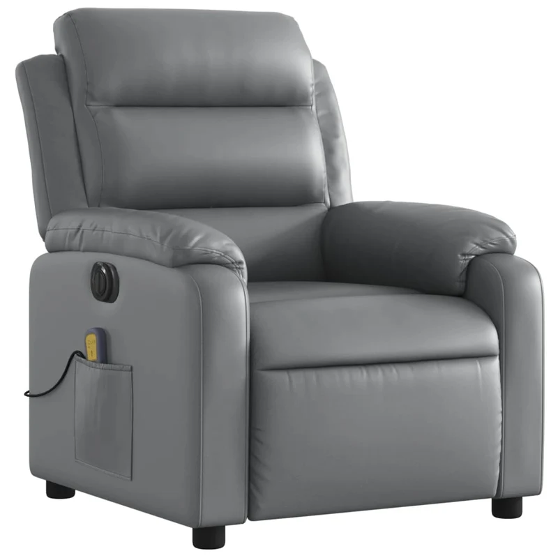 Fauteuil de relaxation TV fonction massage inclinable électrique 6 points de massage en PVC gris DEC027180