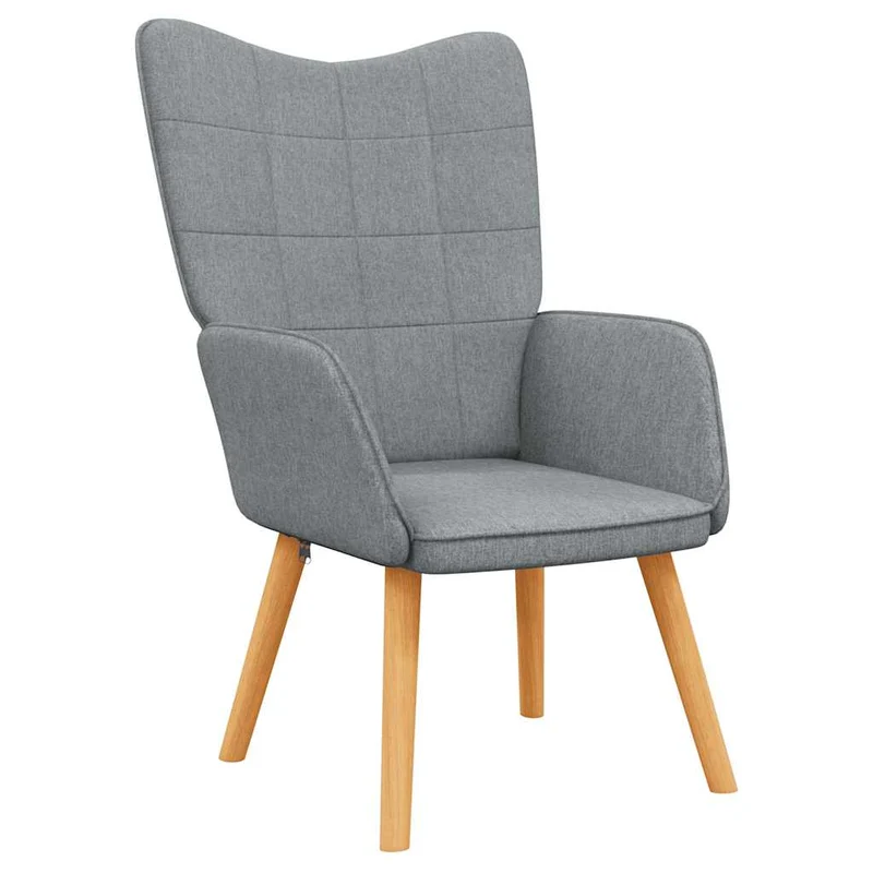 Fauteuil chaise de canapé design moderne et tissu gris clair et bois DEC026663