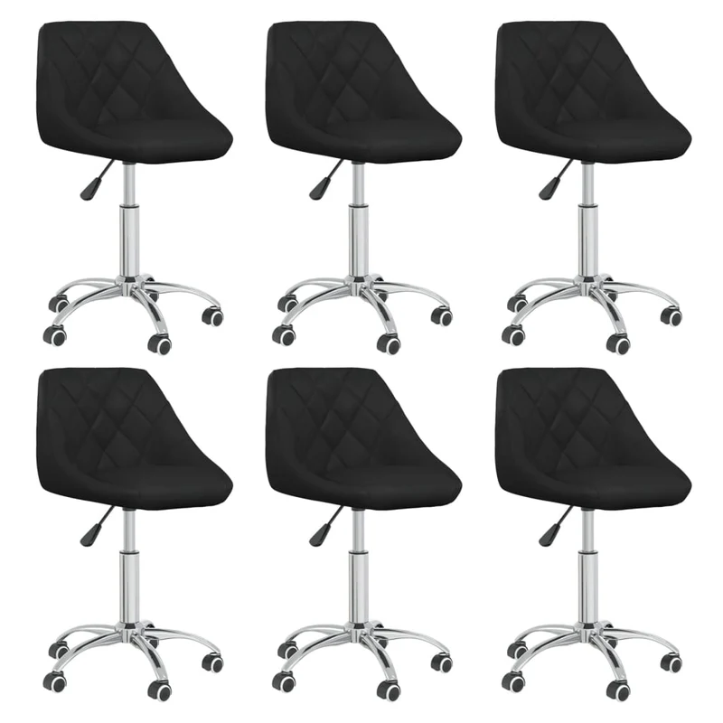 Lot de 6 chaises de salle à manger siège pivotant hauteur réglable en PVC noir DEC025443