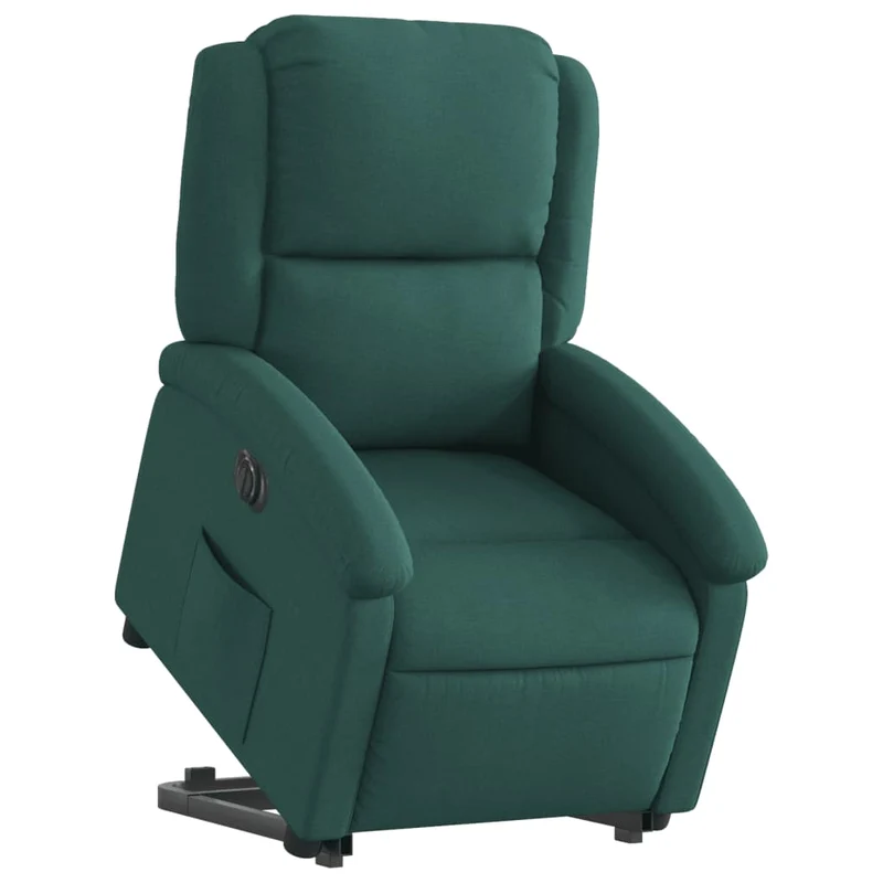 Fauteuil relax TV fonction de levage électrique très confortable en tissu vert foncé DEC028597
