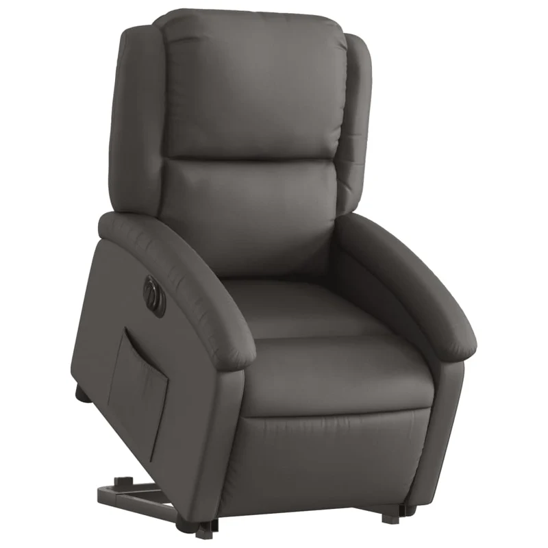 Fauteuil relax TV fonction de levage électrique très confortable en gris cuir véritable DEC028335