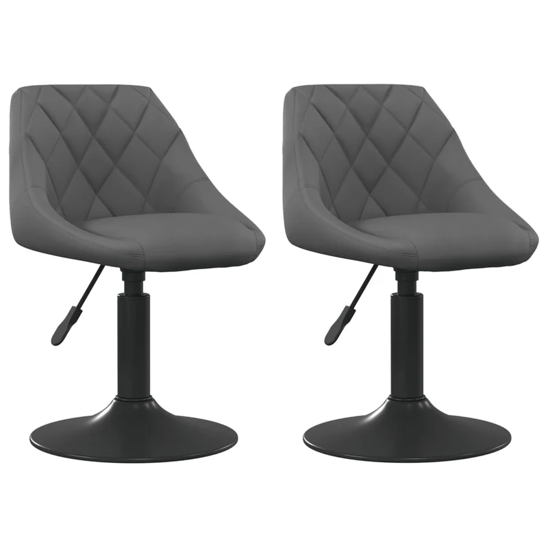 Lot de 2 chaises de salle à manger pivotantes en velours gris foncé et cadre en acier noir DEC025192