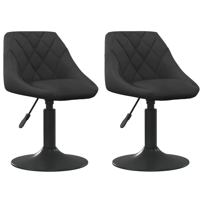 Lot de 2 chaises de salle à manger siège pivotant hauteur réglable en velours noir DEC025292