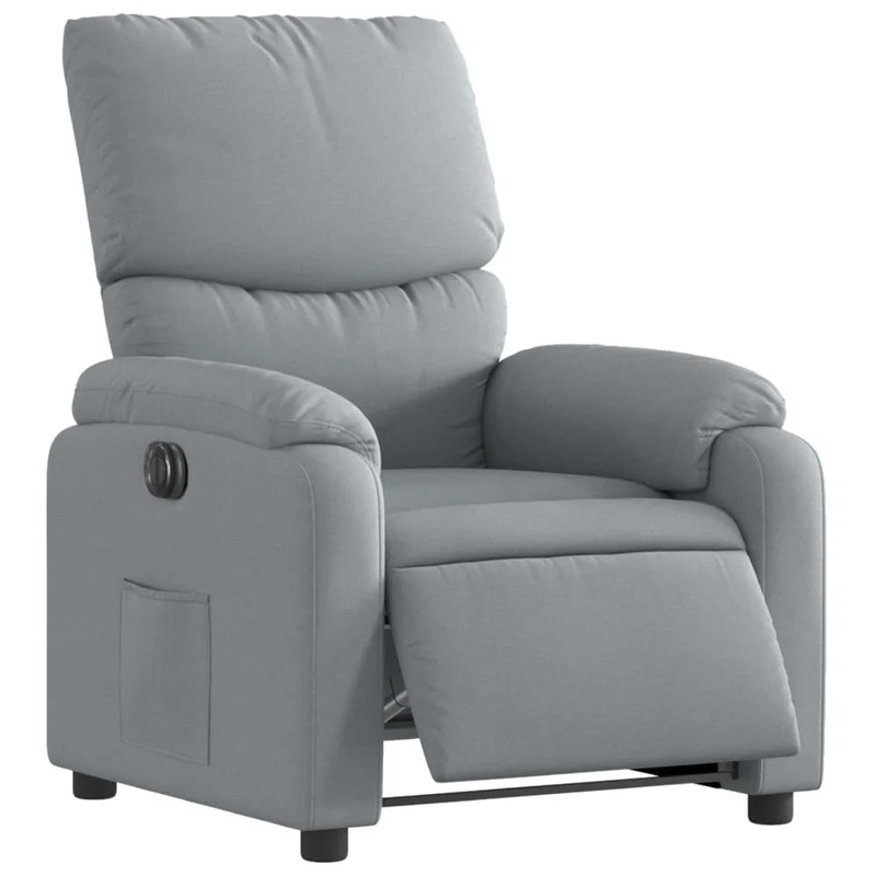 Fauteuil relax TV fonction d'inclinaison électrique très confortable en tissu gris clair DEC028314