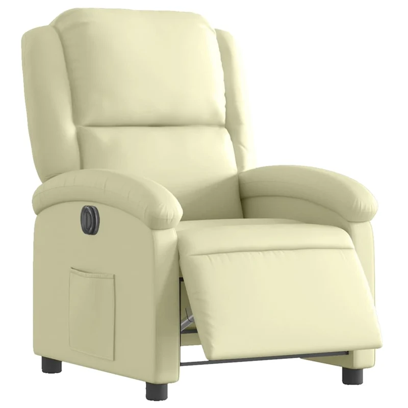 Fauteuil relax TV fonction de levage électrique très confortable en cuir véritable crème DEC028255