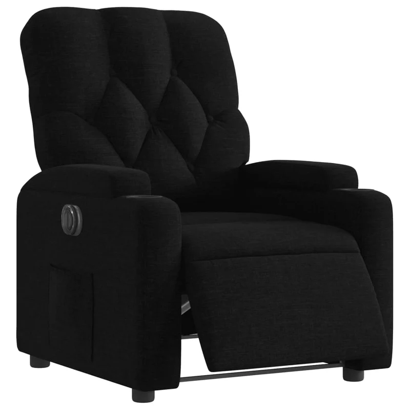 Fauteuil relax TV fonction d'inclinaison électrique très confortable en tissu noir DEC028500