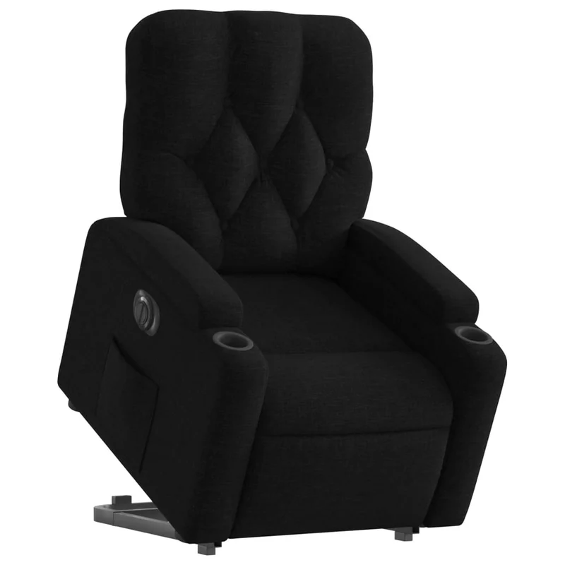 Fauteuil relax TV fonction de levage électrique très confortable en tissu noir DEC028493