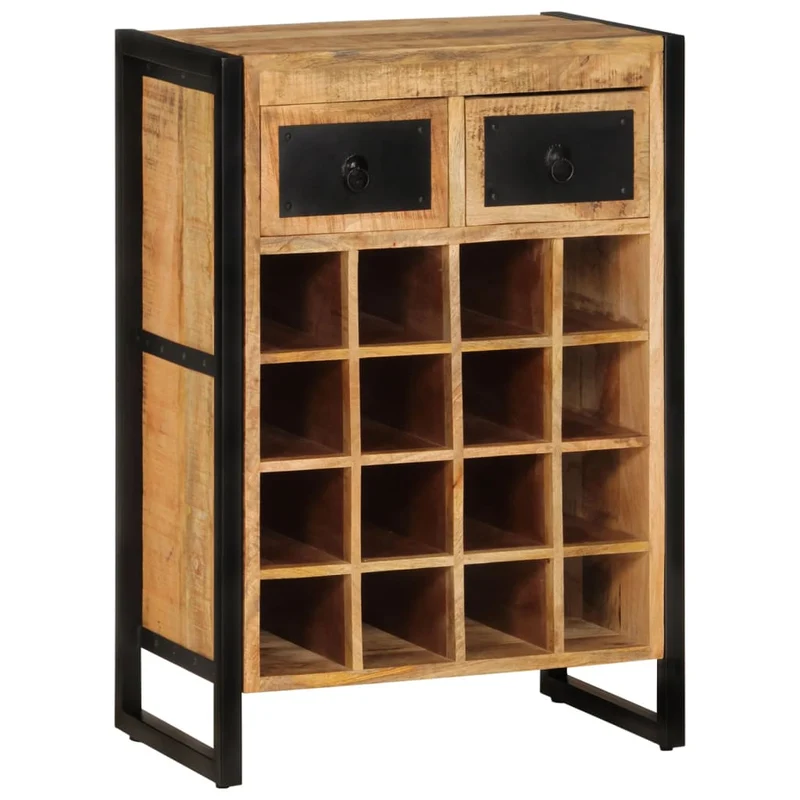 Casier range bouteilles étagère de rangement vin pour 16 bouteilles enbois de manguier massif brun DEC024395