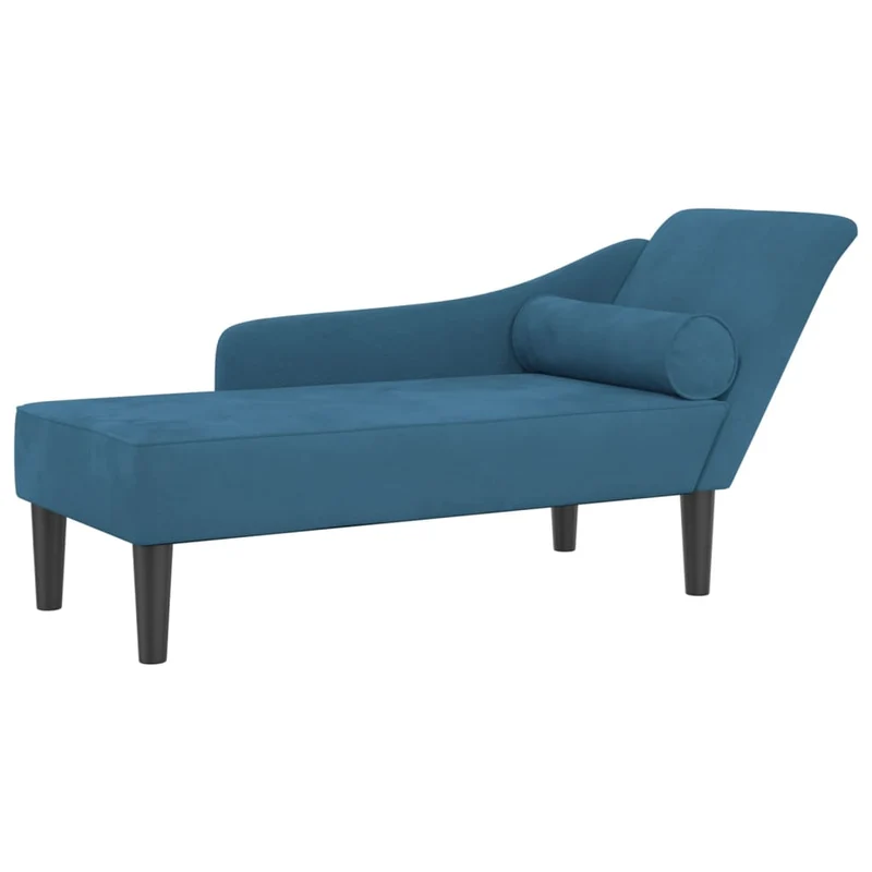 Méridienne chaise longue canapé pour intérieur avec coussins en velours bleu DEC026064