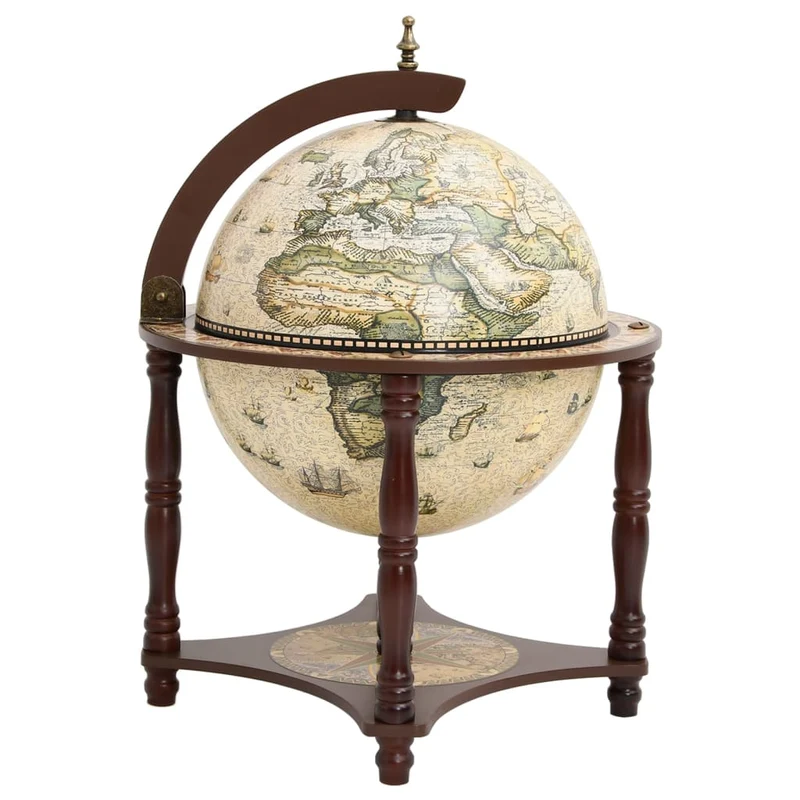 Globe bar support à vin bar forme globe marron bois d'eucalyptus massif brun DEC024454