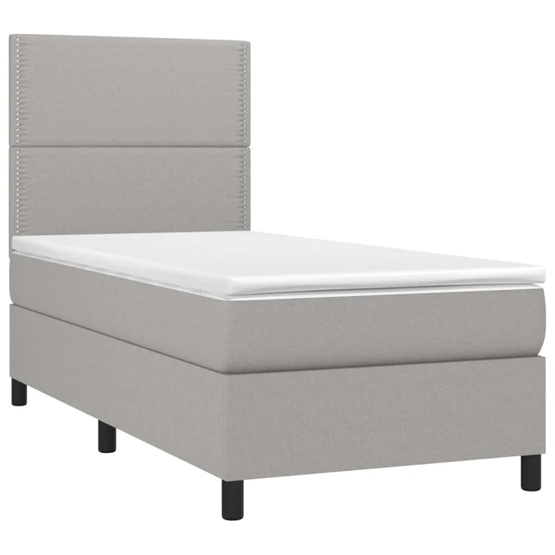 Cadre de lit LED avec sommier tête de lit matelas 90x200cm en tissu gris clair TDL0209443