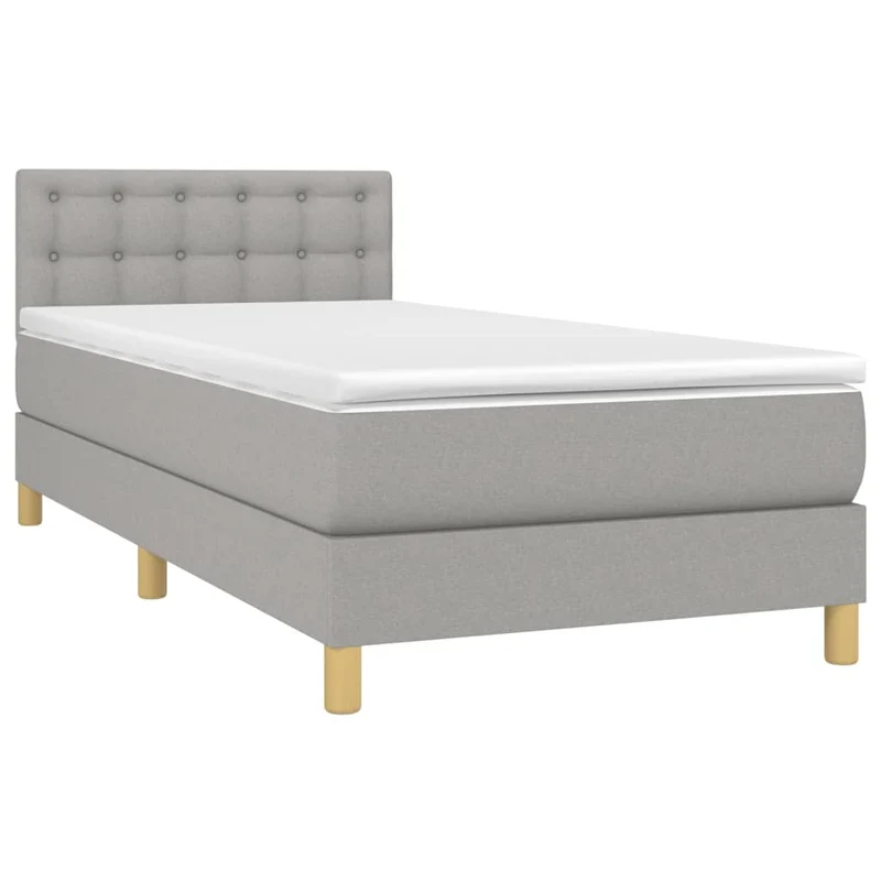 Cadre de lit LED avec sommier tête de lit matelas surmatelas 100x200 cm en tissu gris clair TDL0207961