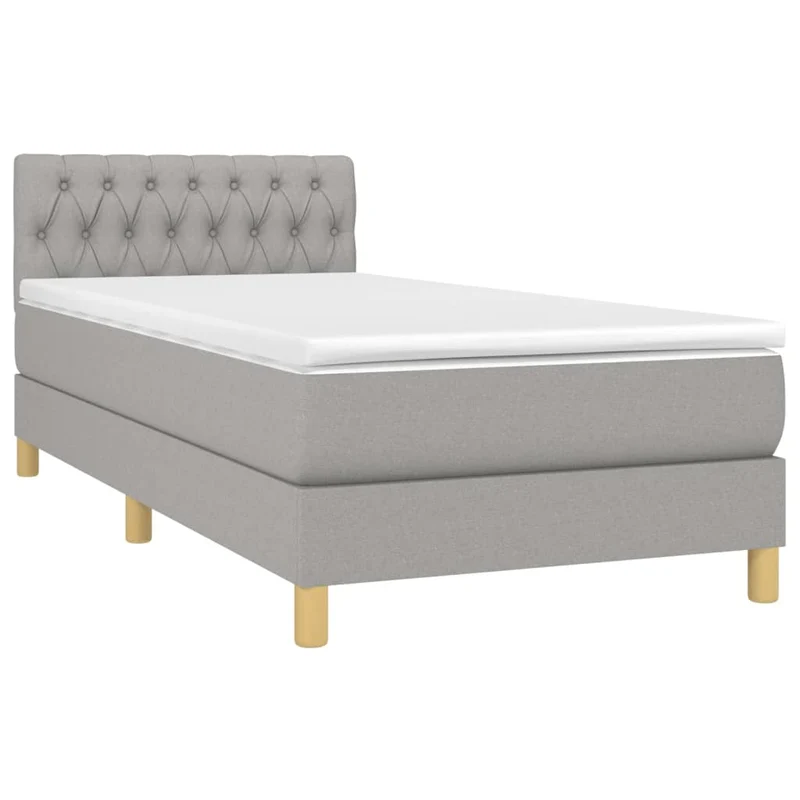 Cadre de lit LED avec sommier tête de lit matelas surmatelas 100x200 cm tissu gris clair TDL0207960