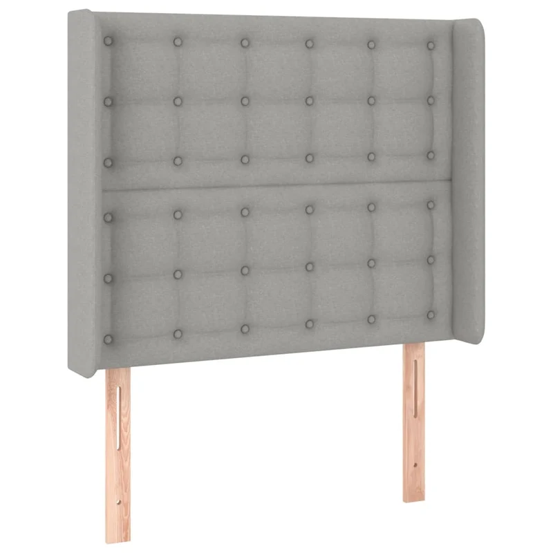 Tête de lit accessoire couchage chambre à coucher meuble à LED capitonné 103 x 16 x 118/128 cm tissu gris clair TDL0201437