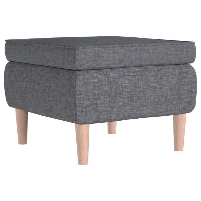 Tabouret assise repose-pieds avec pieds en bois et tissu gris clair DEC026300