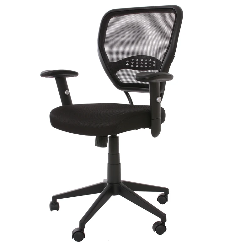 Fauteuil chaise de bureau sur roulettes pivotante en tissu mesh noir avec accoudoirs 04_0001910