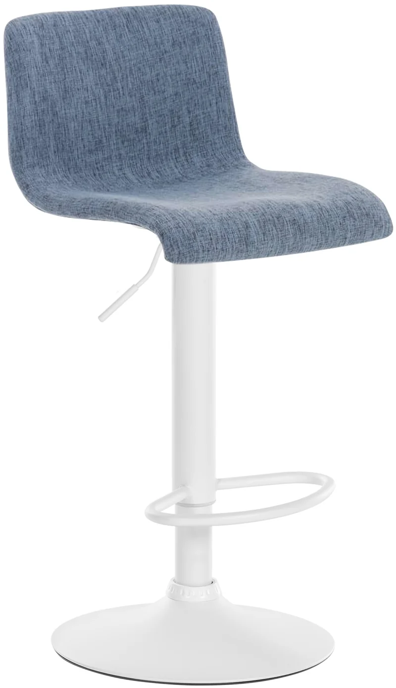 Tabouret de bar x1 avec repose-pieds pivotant dossier incurvé en tissu bleu et métal blanc 10_0004976