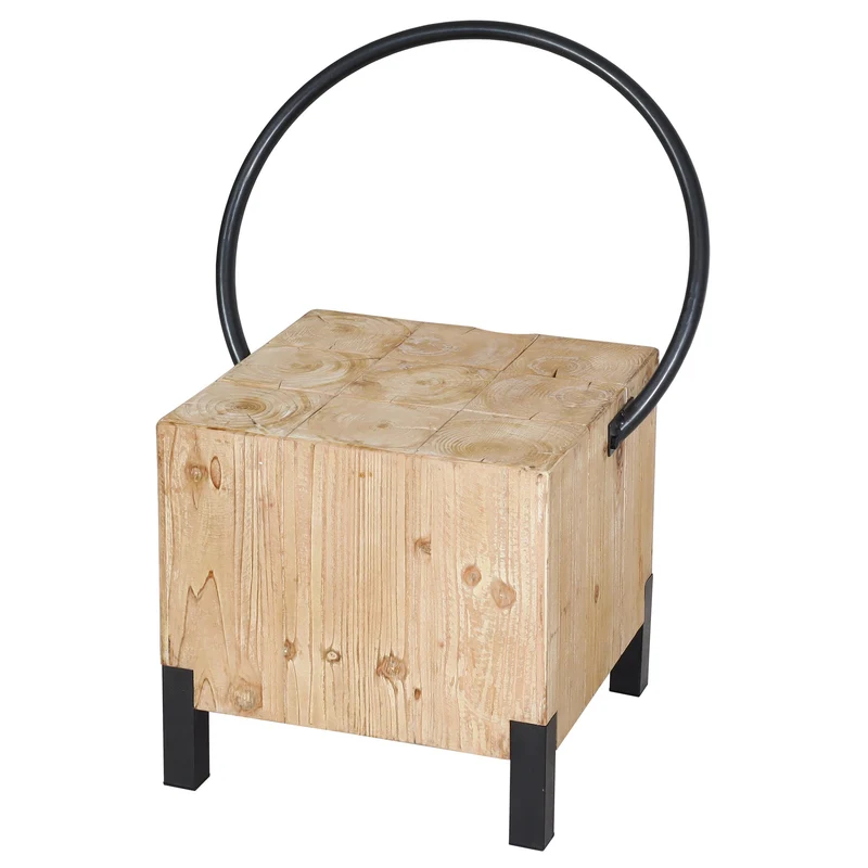 Chaise de salle à manger tabouret desgn industriel en métal et bois massif 04_0006343
