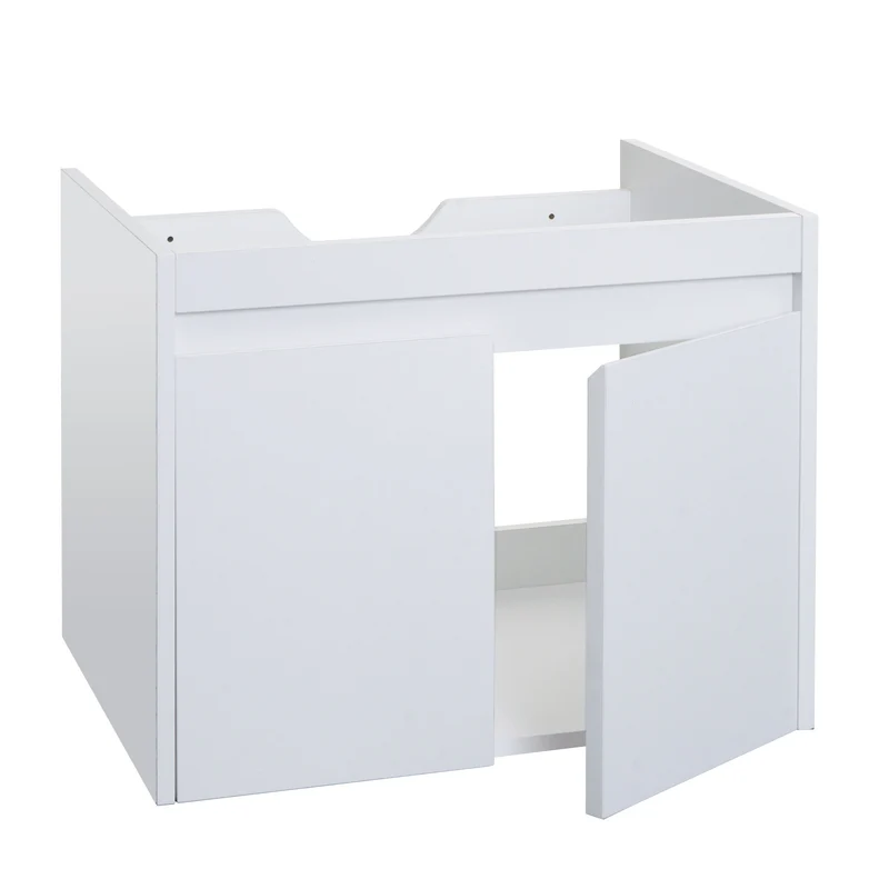 Meuble sous lavabo mural rangement salle de bain avec 2 portes 48x59x46 cm MDF blanc 04_0007847