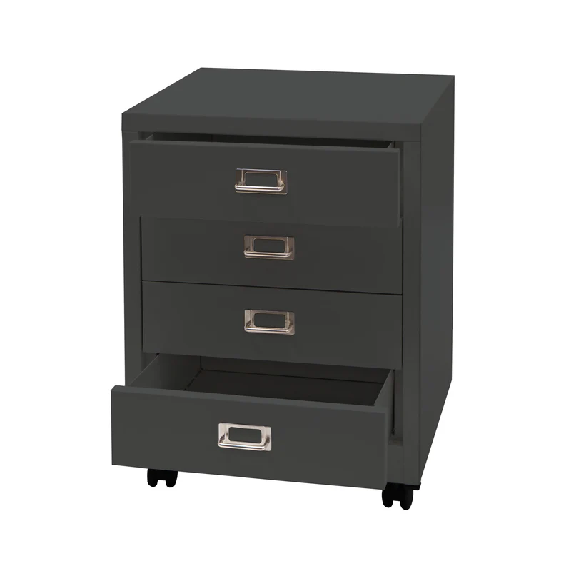 Caisson à tiroirs armoire de bureau 55x40x41 cm 4 tiroirs en acier gris foncé 04_0008267