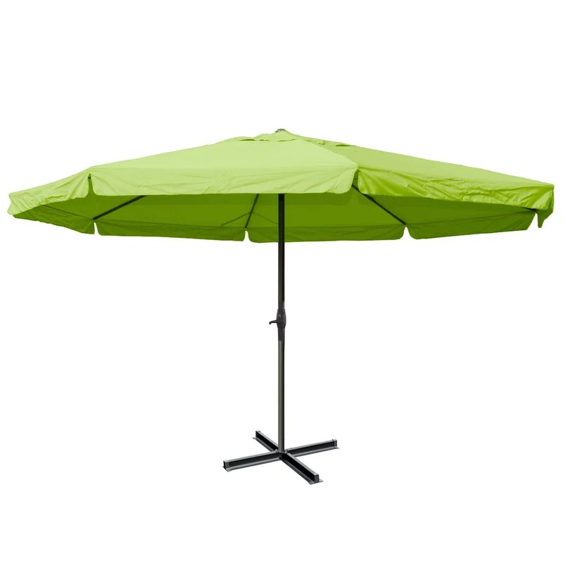 Parasol de jardin extérieur avec volant Ø 5m Polyester / Alu 28kg vert sans pied 04_0003865