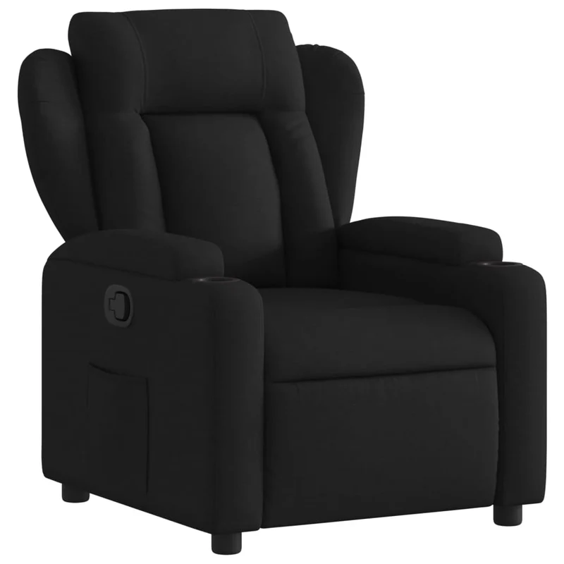 Fauteuil relax TV rembourrage confortable fonction d'inclinaison manuelle en tissu noir DEC028108
