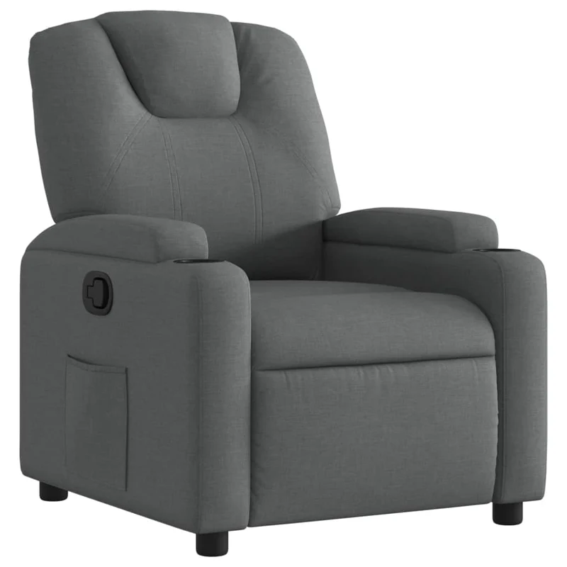 Fauteuil relax TV rembourrage confortable fonction d'inclinaison manuelle en tissu gris foncé DEC027928