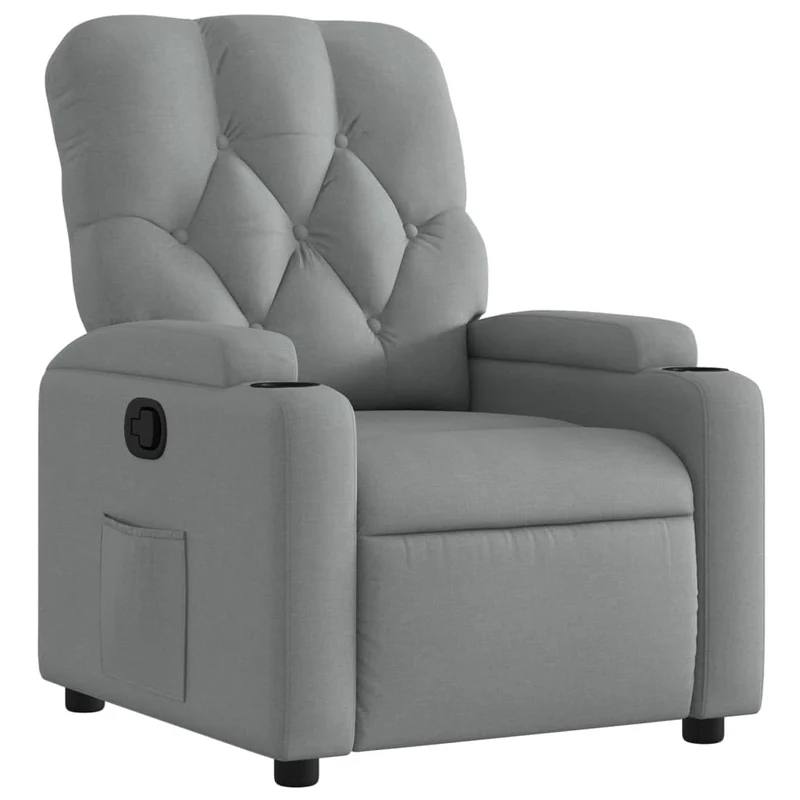 Fauteuil relax TV rembourrage confortable fonction d'inclinaison manuelle en tissu gris clair DEC027905