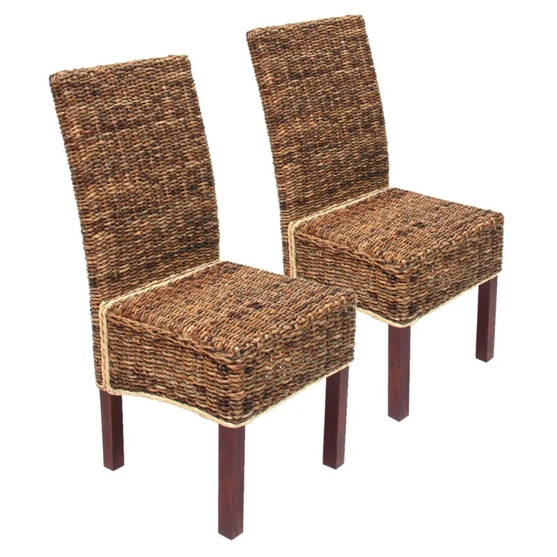 Lot de 2 chaises en rotin banane tressée pieds marron CDS04002
