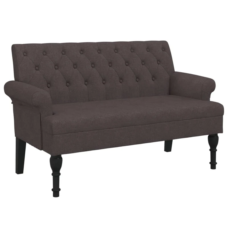Banquette banc avec dossier capitonné et accoudoirs 120 x 62 x 75,5 cm tissu marron foncé DEC024654