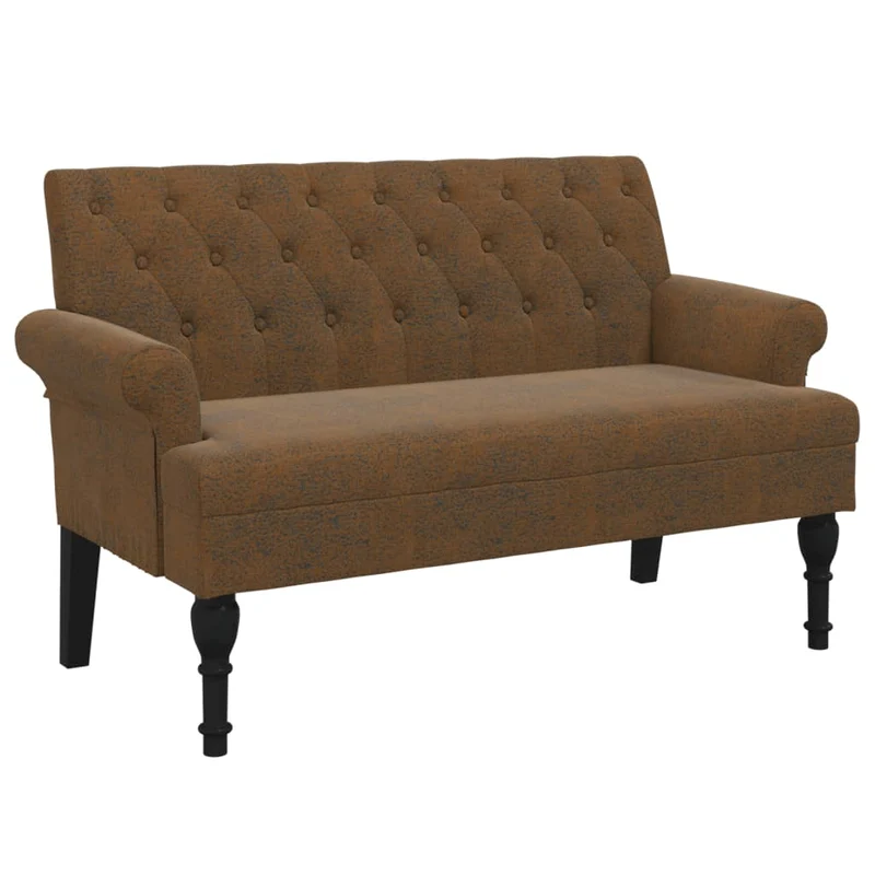 Banquette banc avec dossier capitonné 120 x 62 x 75,5 cm PVC aspect daim brun DEC024653