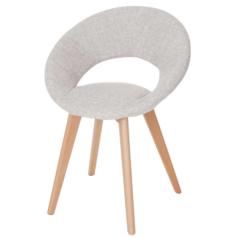 Chaise de salle à manger x1 design rétro 50s en tissu crème / gris 04_0002393