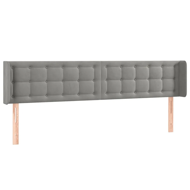 Tête de lit accessoire couchage chambre à coucher meuble à LED 163 x 16 x 78/88 cm tissu velours gris clair TDL0201351