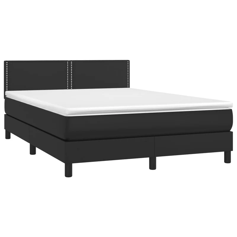 Cadre de lit LED avec sommier tête de lit matelas 140x200cm synthétique noir TDL0209192