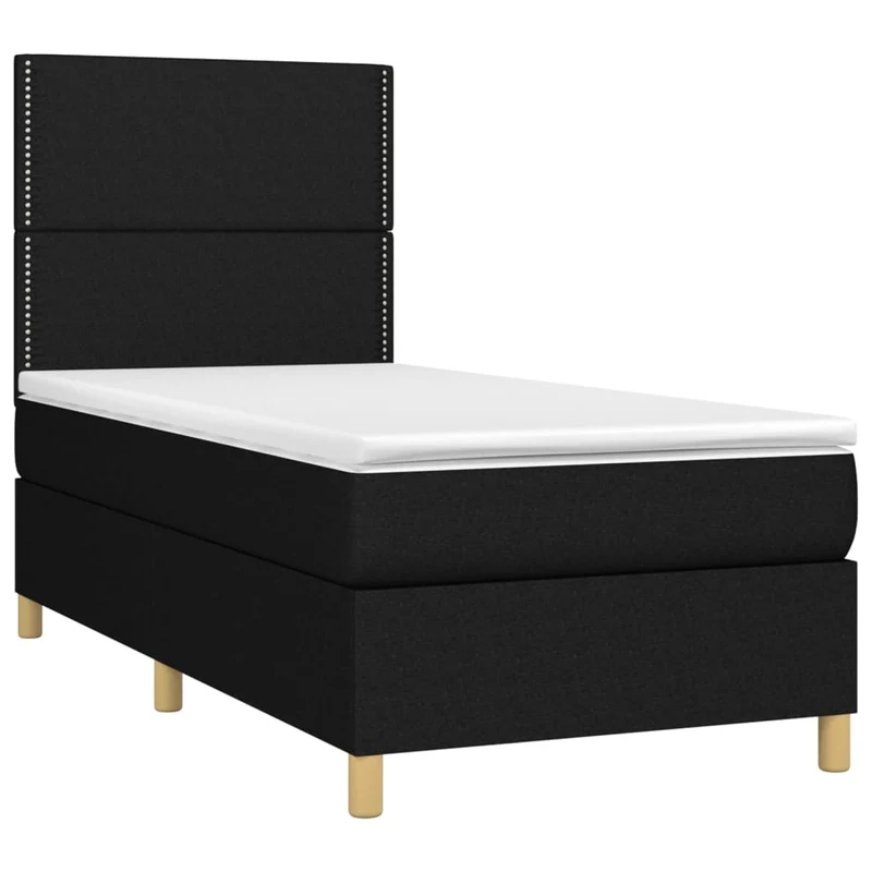 Cadre de lit LED avec sommier tête de lit matelas 90x190 cm tissu noir TDL0209067