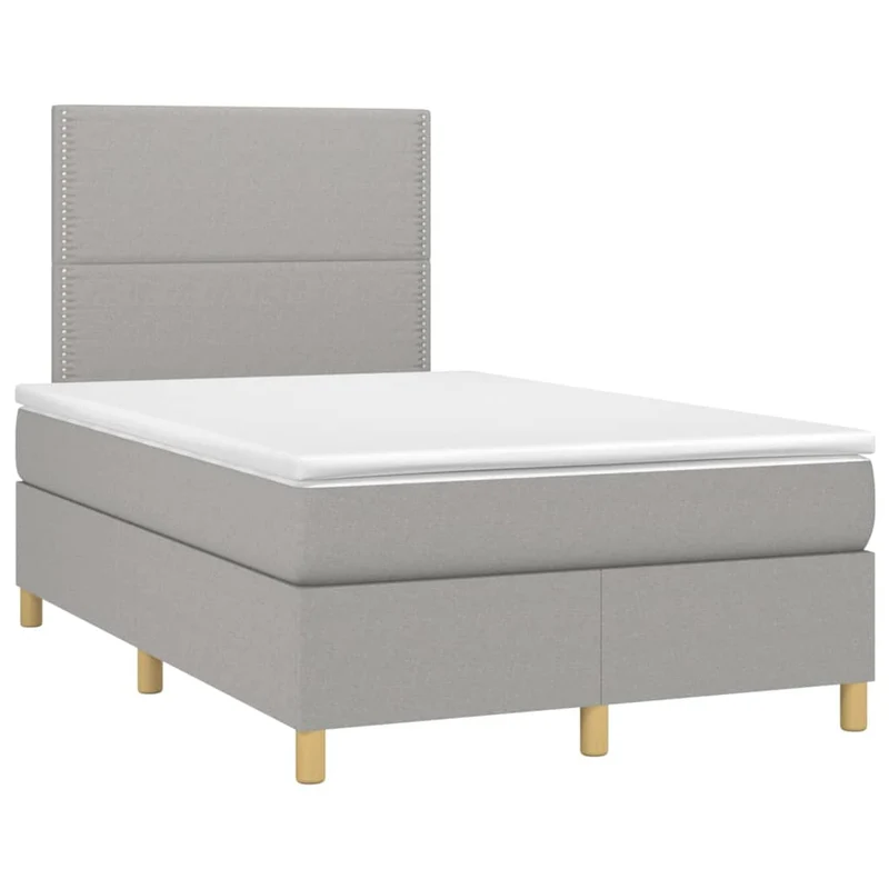 Cadre de lit LED avec sommier tête de lit matelas surmatelas 120x200 cm tissu gris clair TDL0207890
