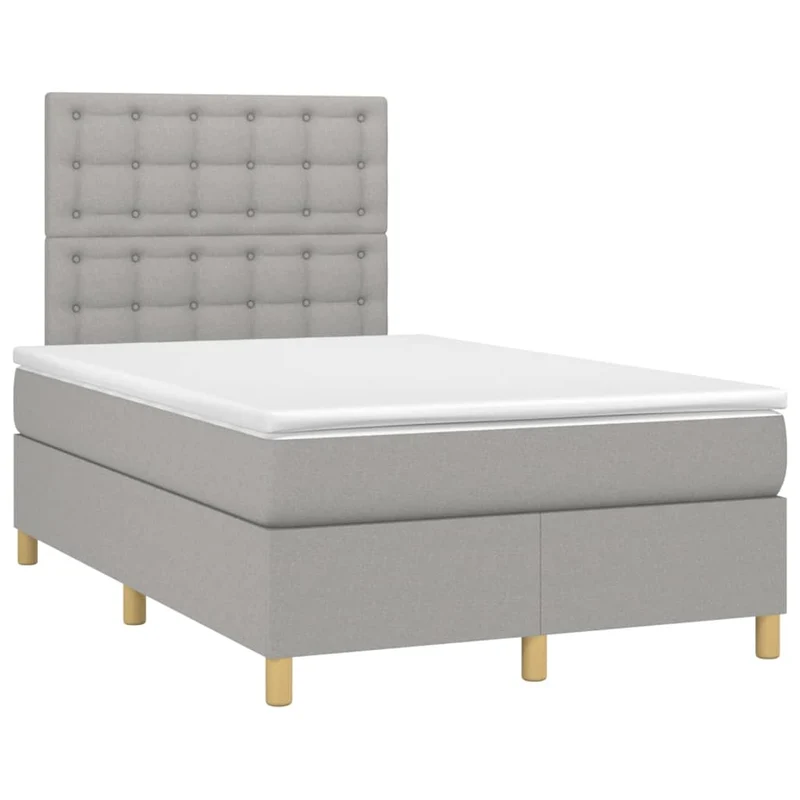 Cadre de lit LED avec sommier tête de lit matelas surmatelas 120x200 cm tissu gris clair TDL0207885